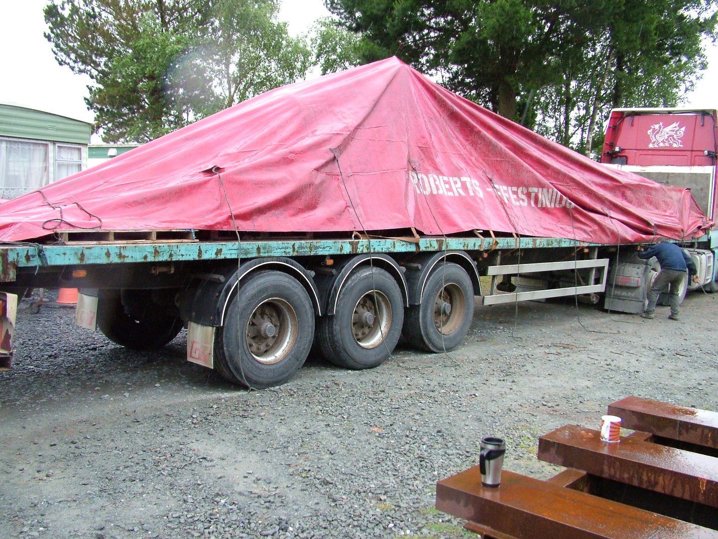 Roping & sheeting and ready to go to Alan Keef