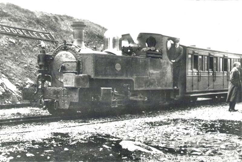 Russell at Beddgelert station with train from Dinas, 1923