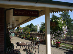 Russell Café seating area by the railway