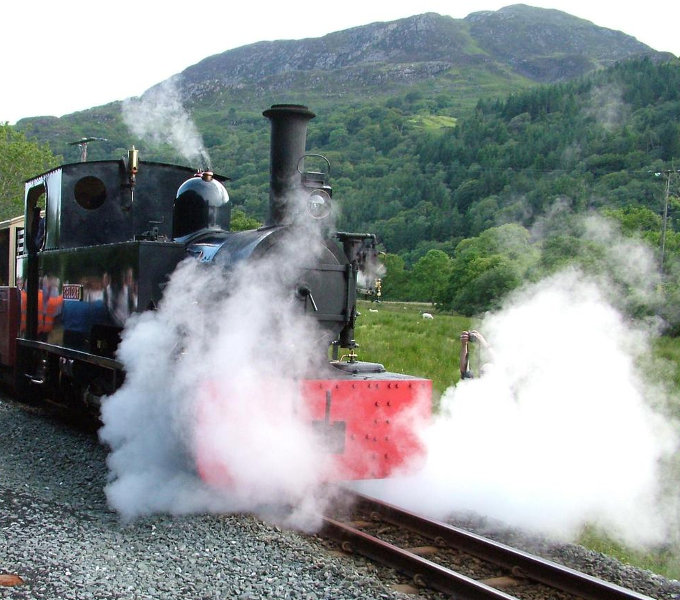 Steam loco wreathed in steam
