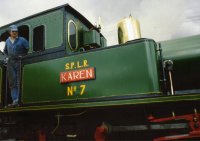 Karen: green steam locomotive