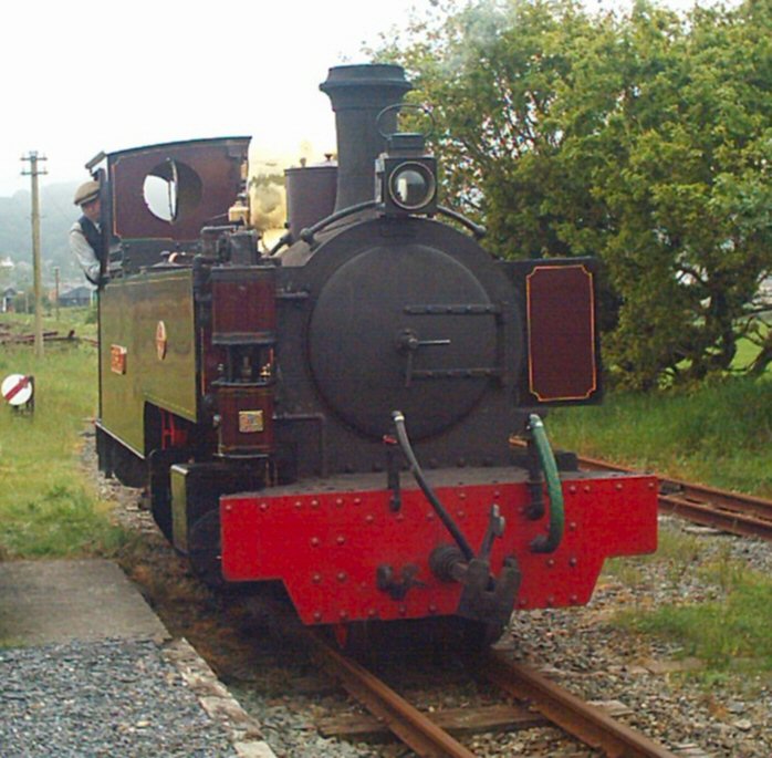 Russell prepares to couple up for the return journey from Pen-y-Mount to Porthmadog. Russell is now safely back in Wales after wanderings as far as Dorset and Oxfordshire.  [Thomas McNeilly]